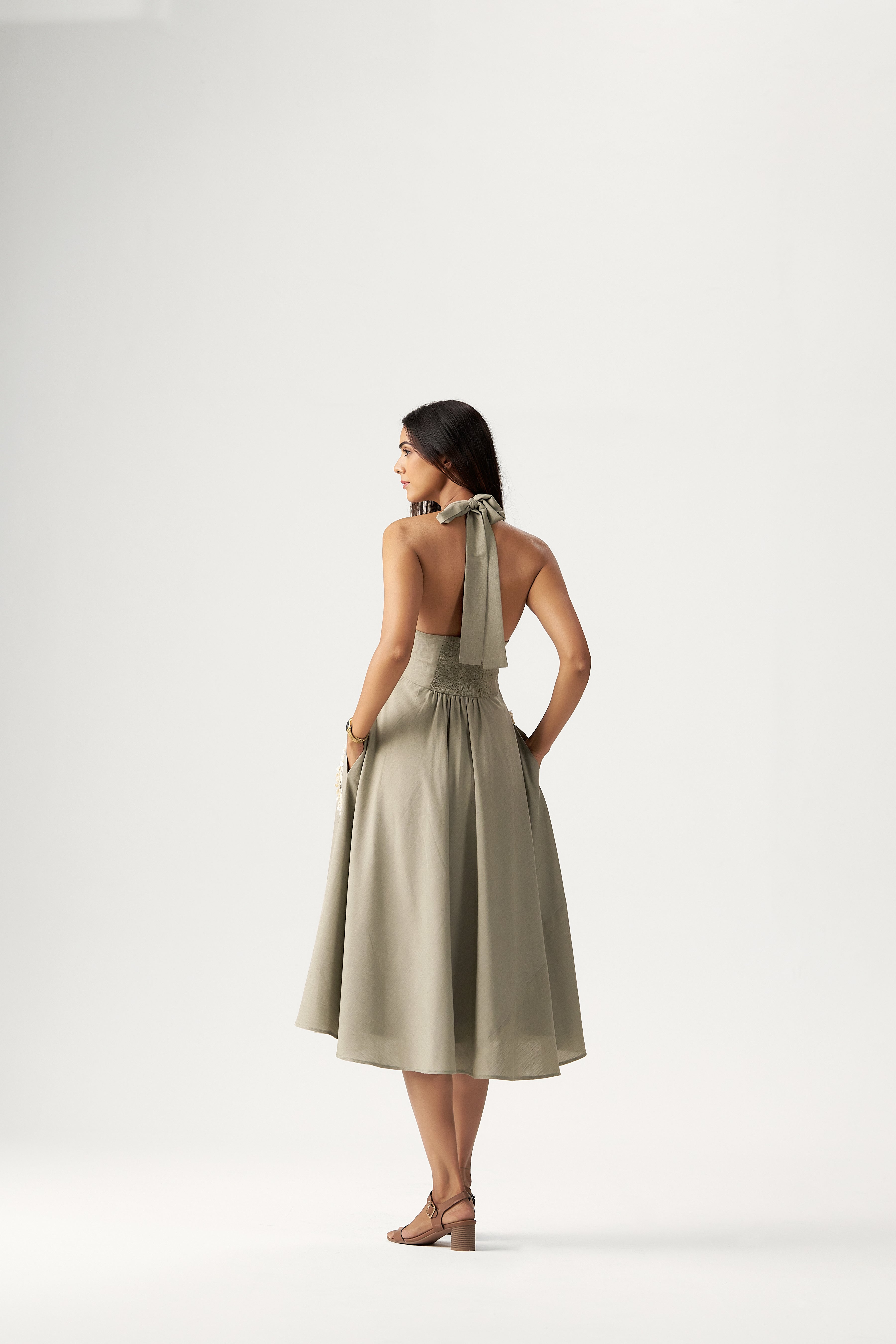 OLIVE HALTER DRESS