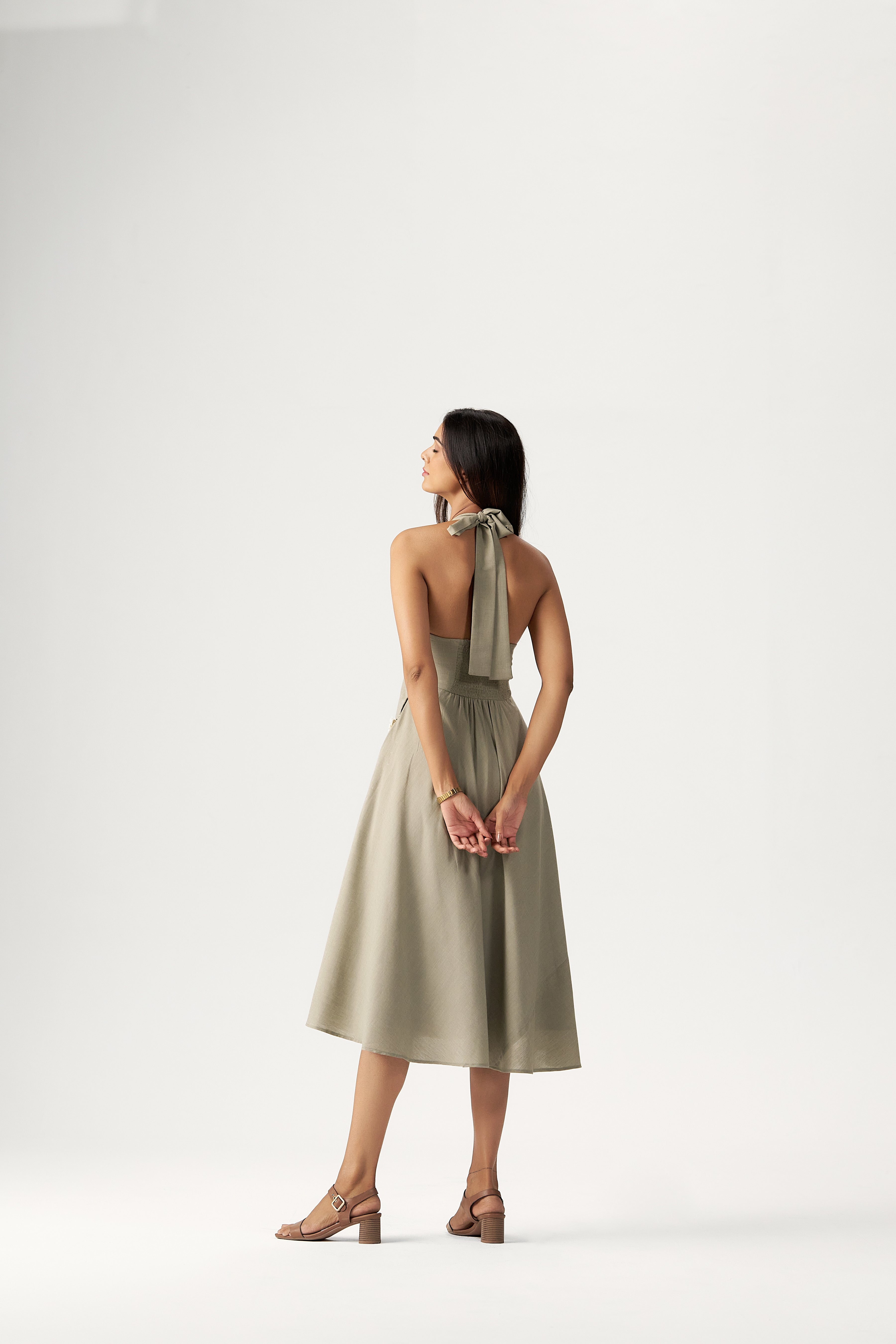 OLIVE HALTER DRESS