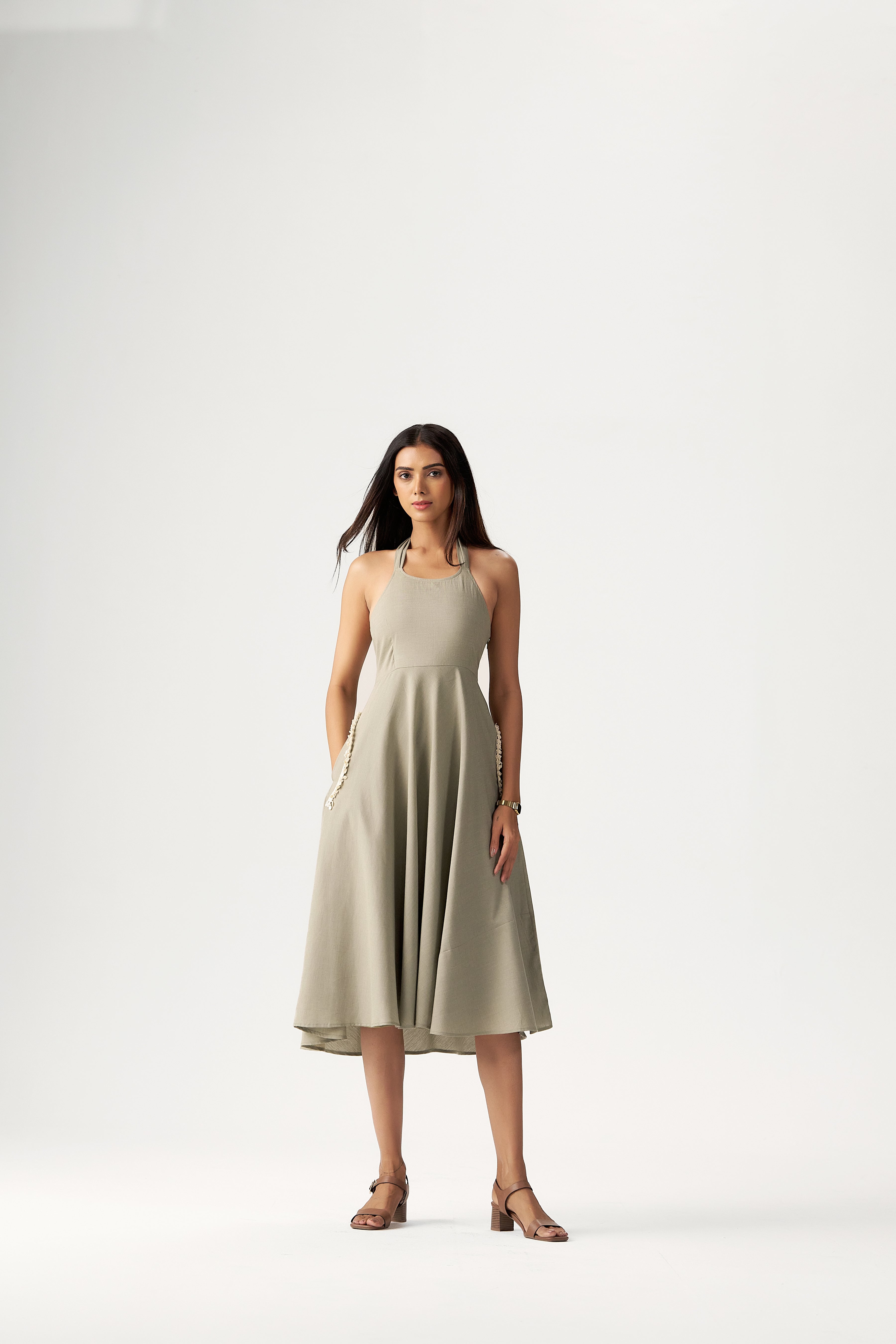 OLIVE HALTER DRESS