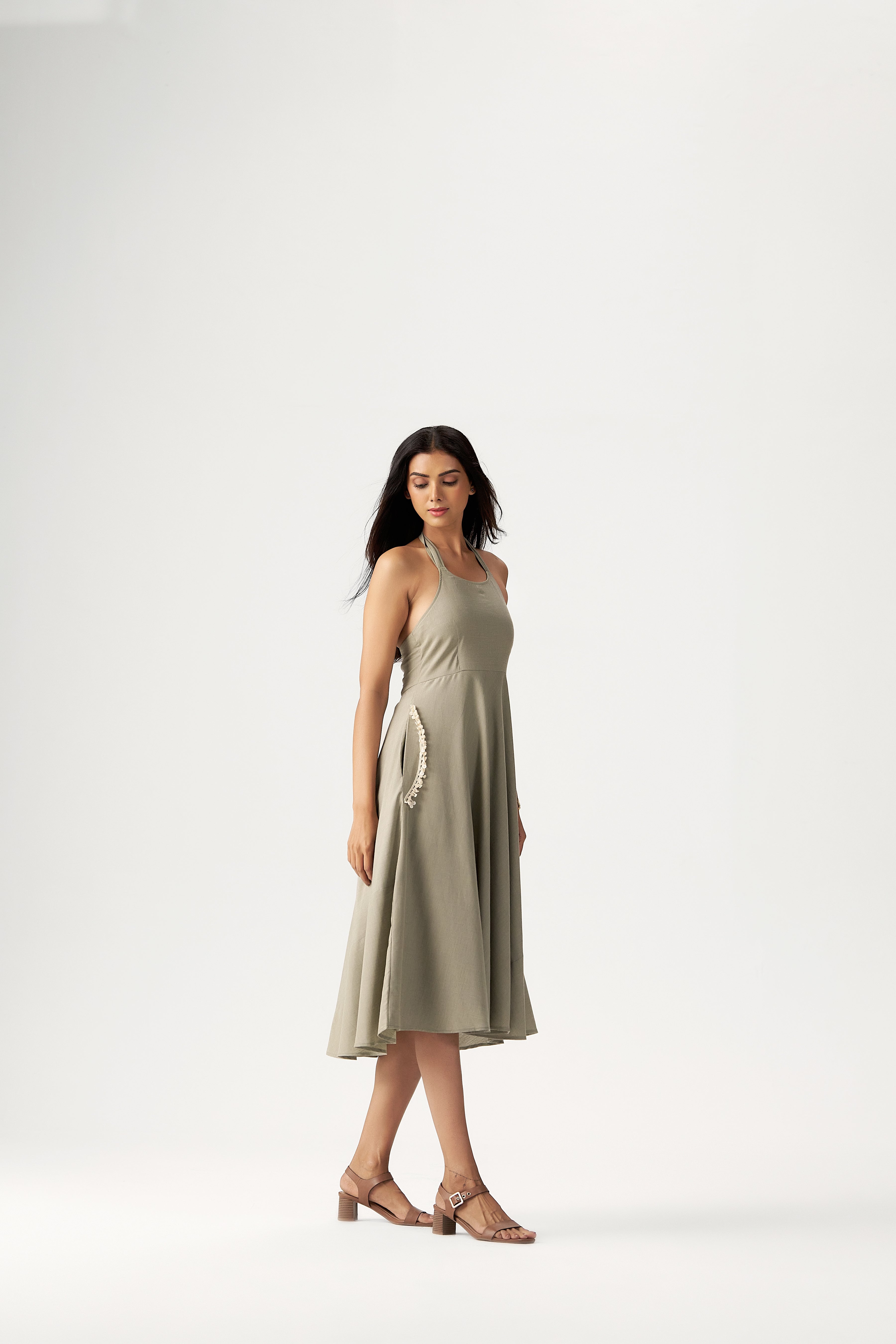 OLIVE HALTER DRESS