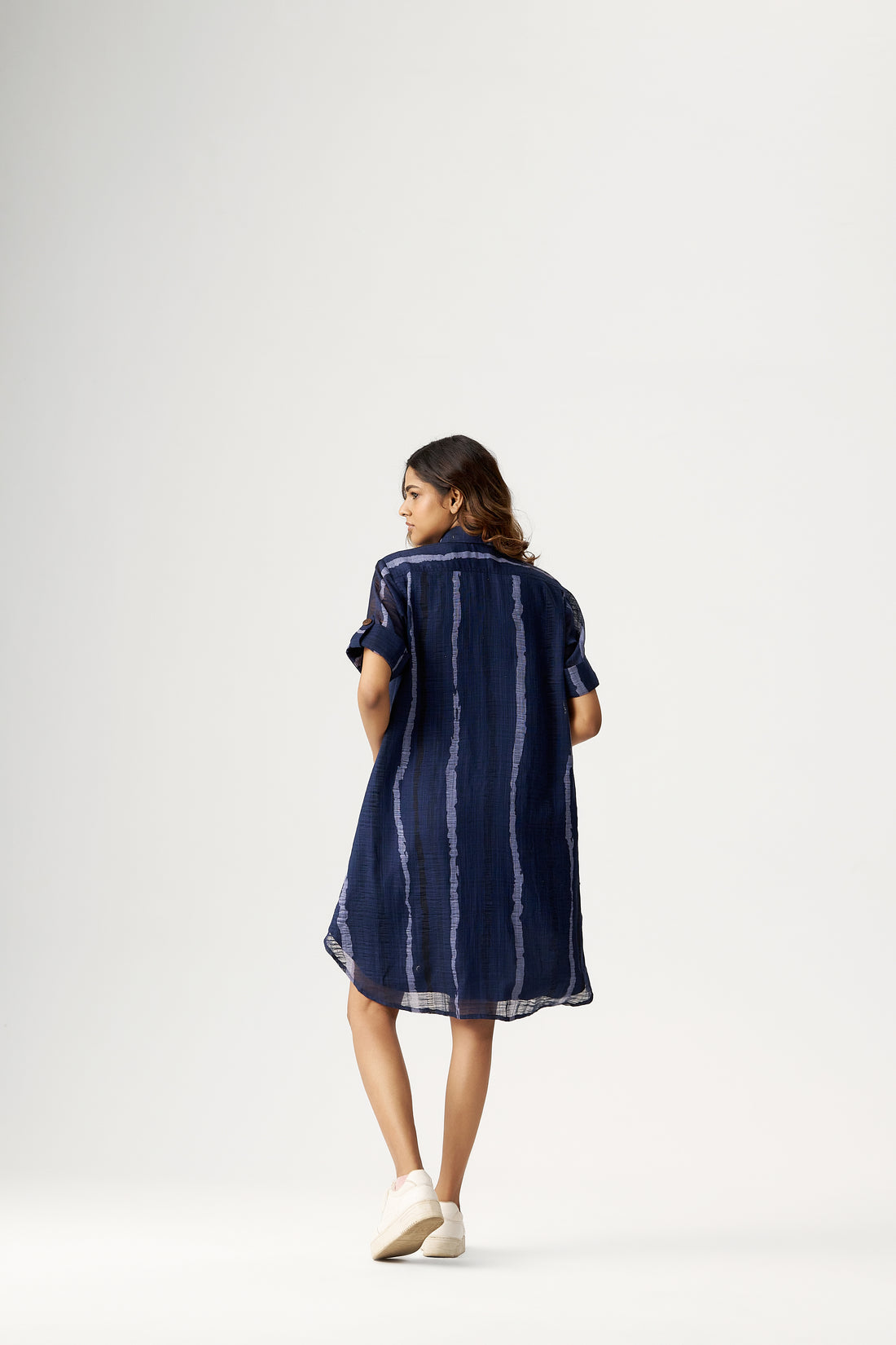 NAVY TIE-DYE SHIRT DRESS