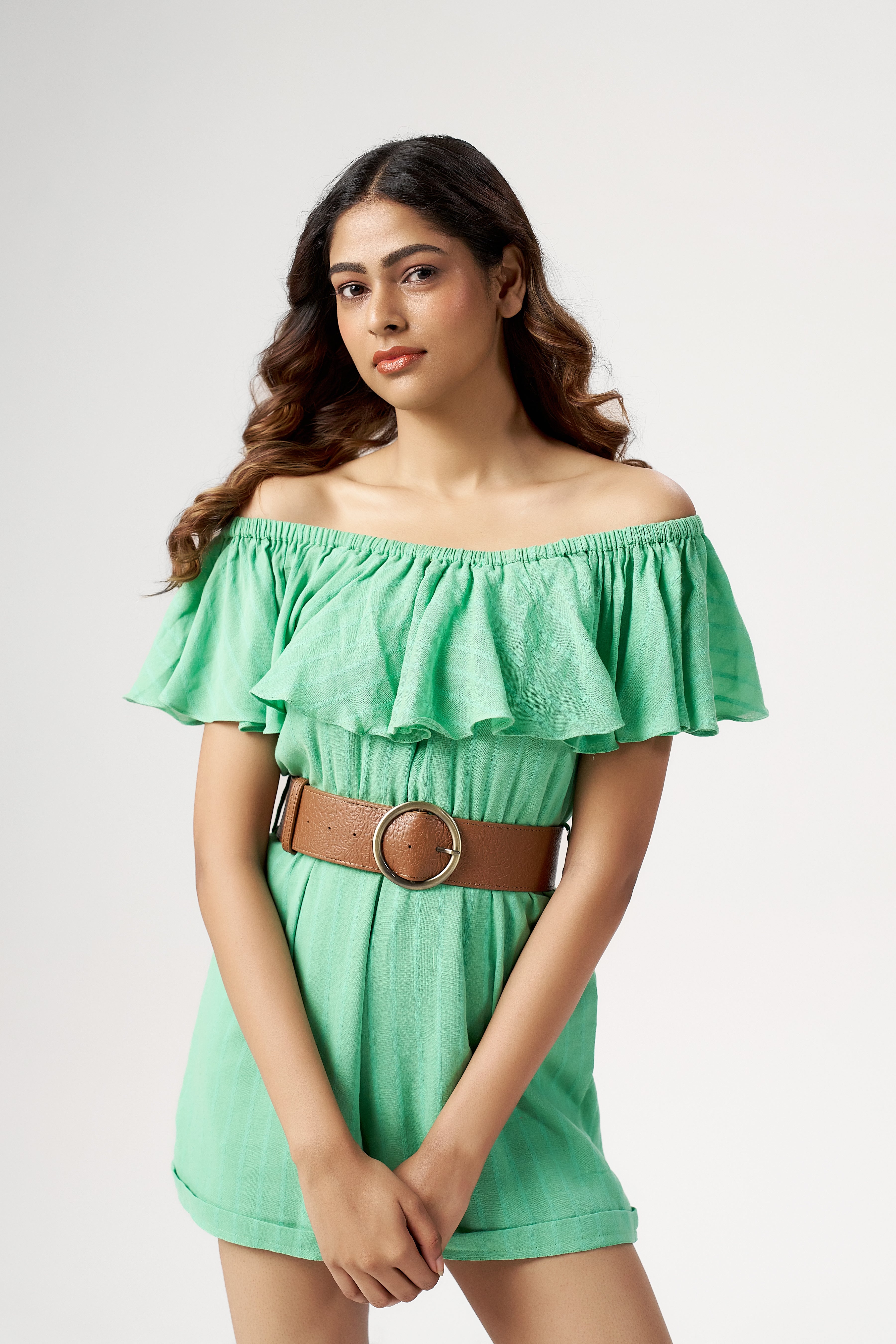 OFF SHOULDER RUFFLE DRESS