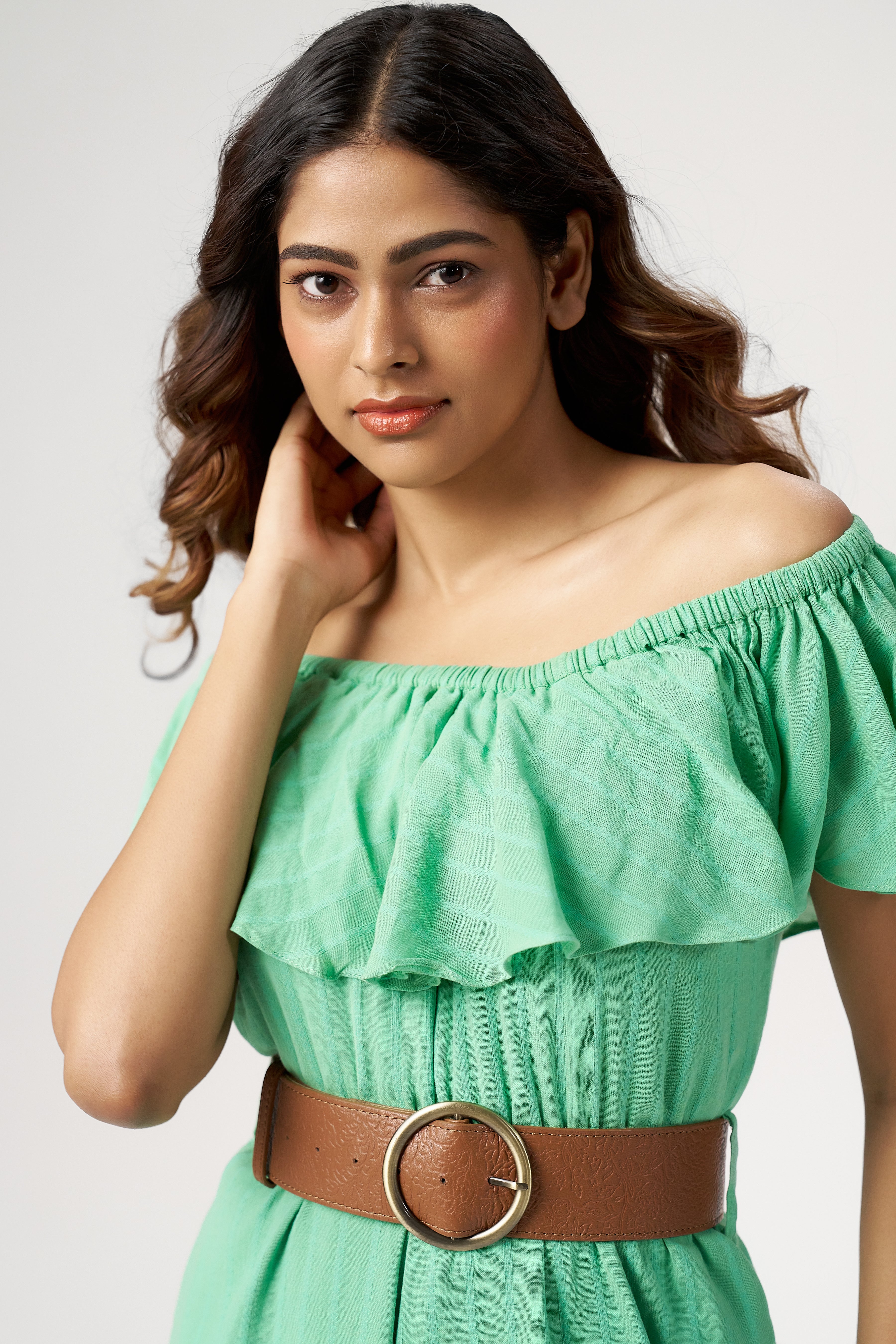 OFF SHOULDER RUFFLE DRESS