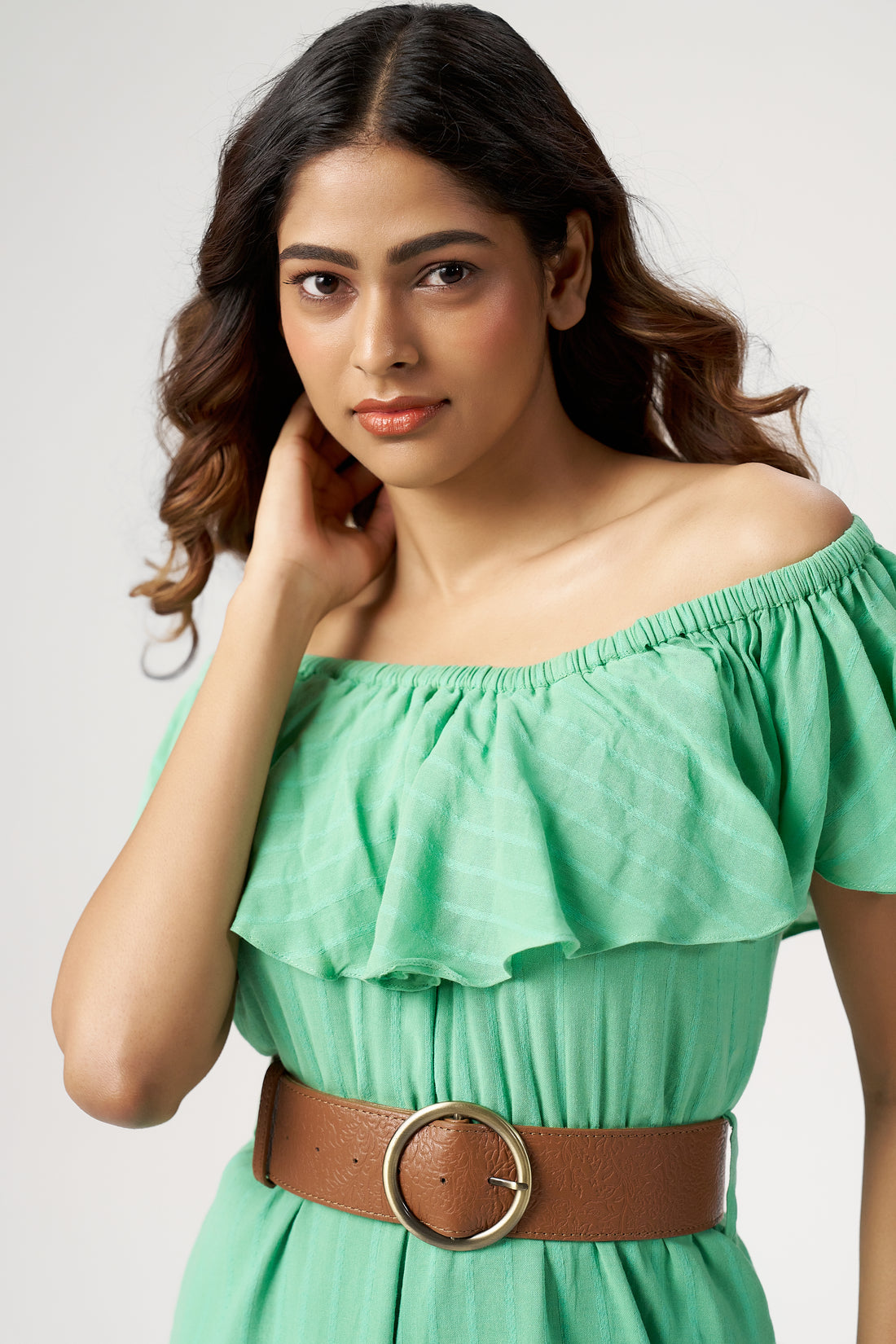 OFF SHOULDER RUFFLE DRESS