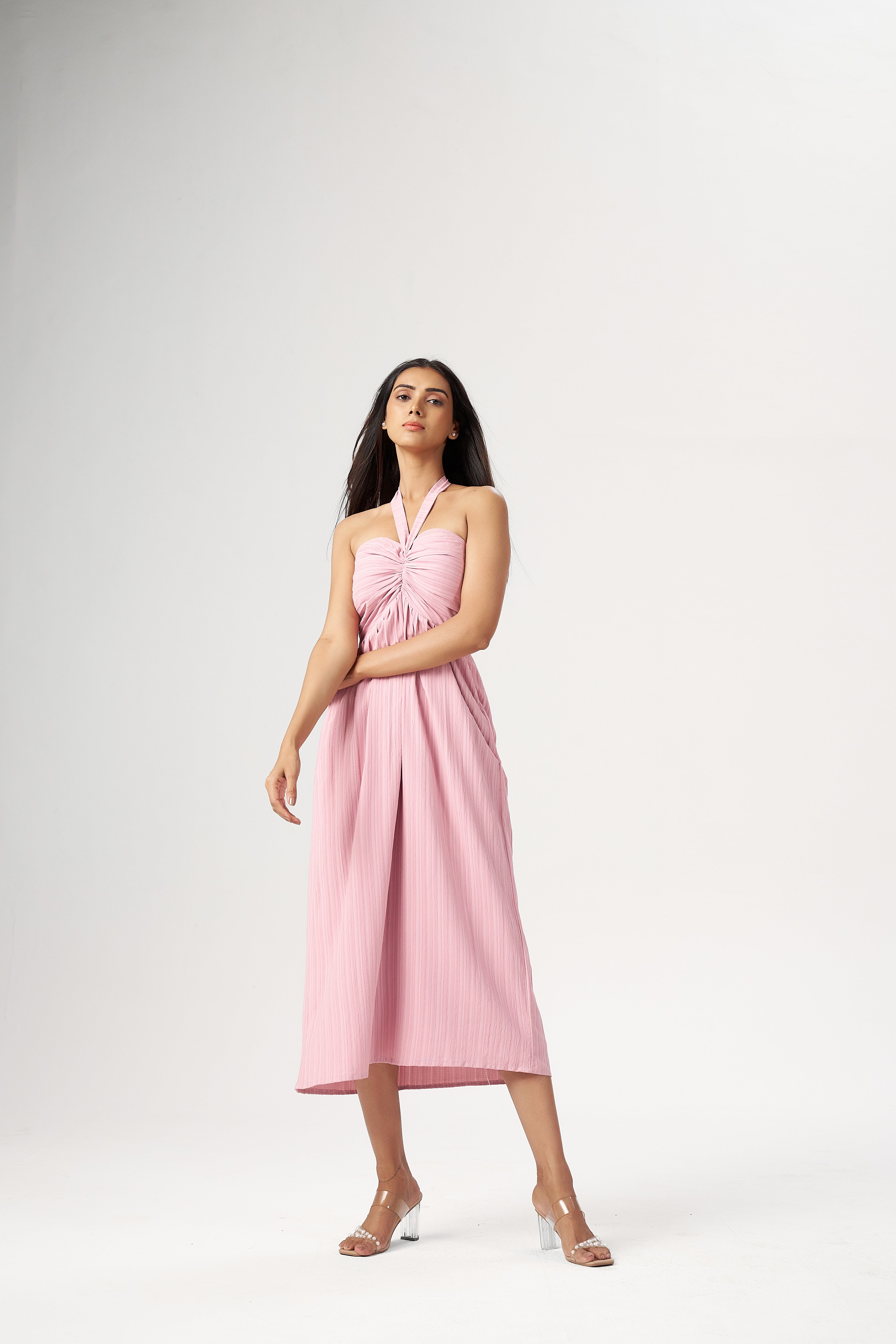 PINK HALTER DRESS