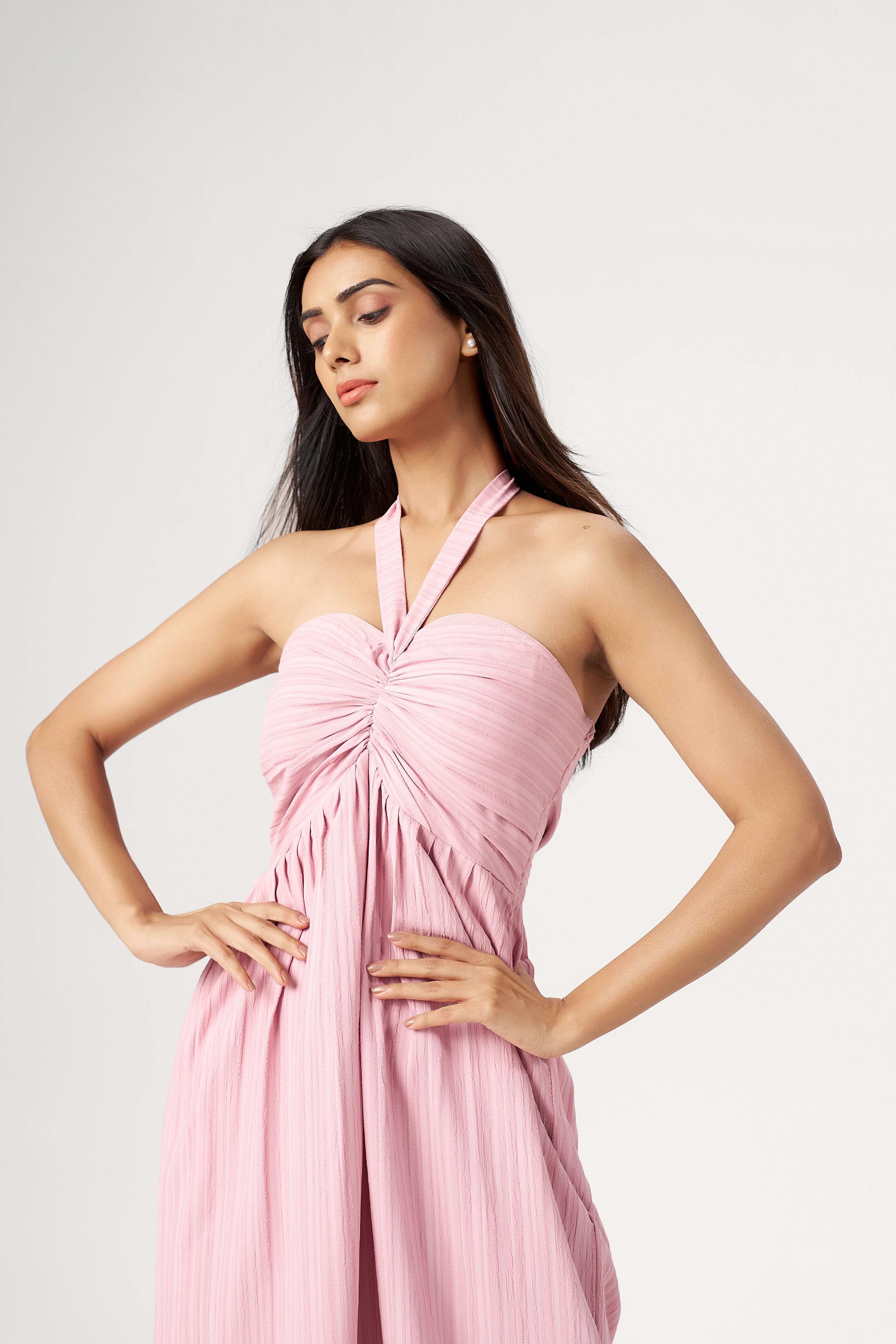 PINK HALTER DRESS