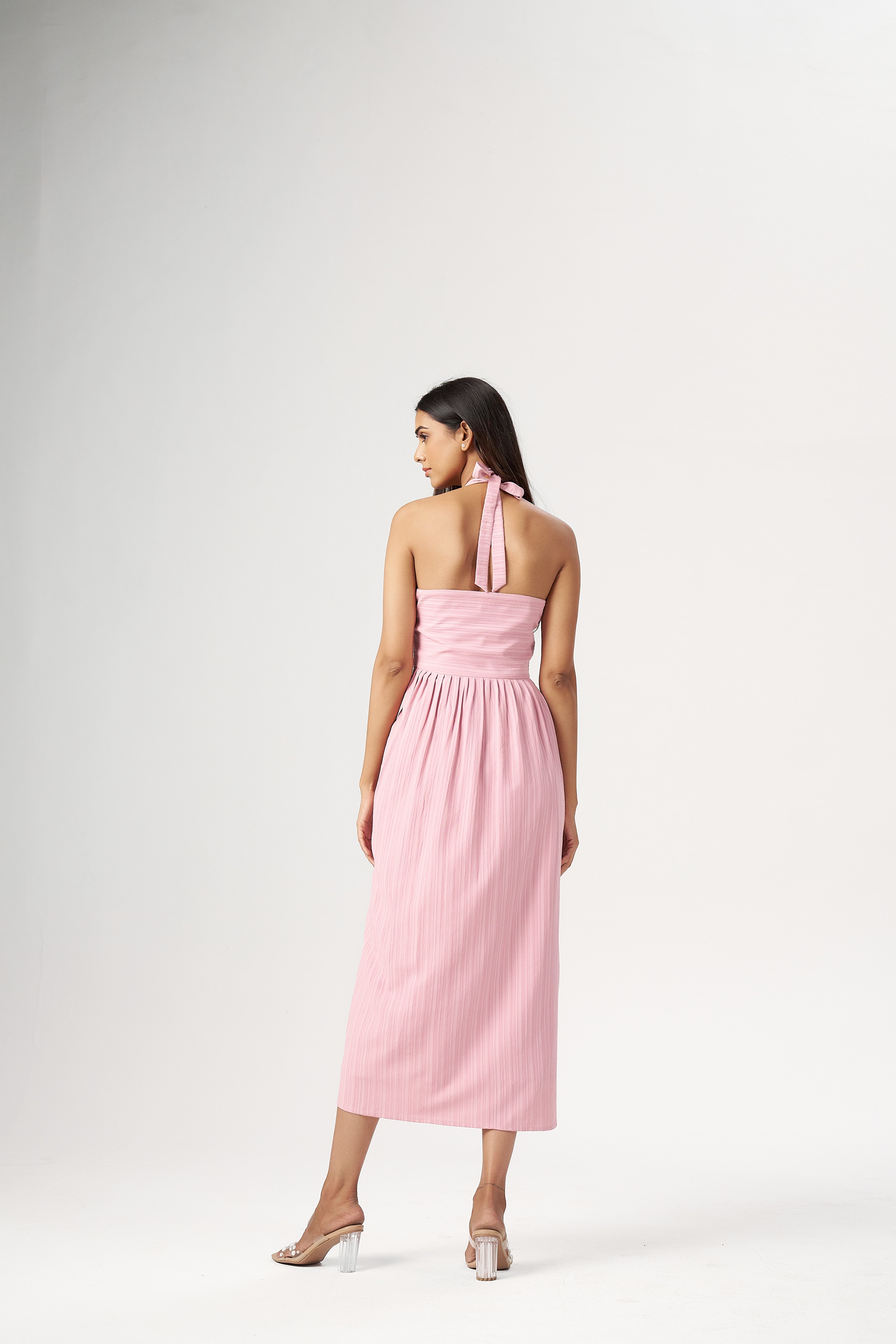 PINK HALTER DRESS