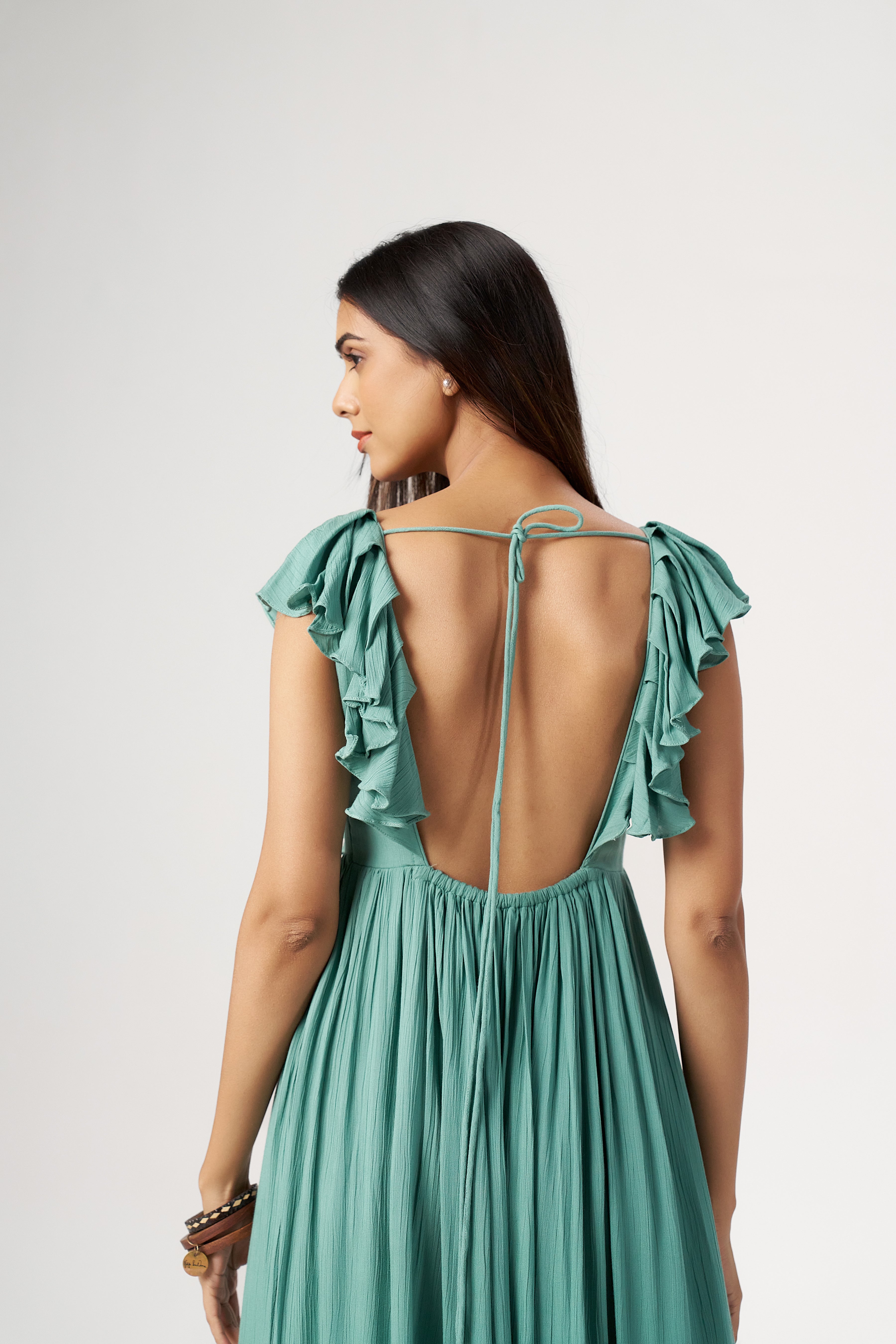 SEAFOAM FLUTTER DRESS