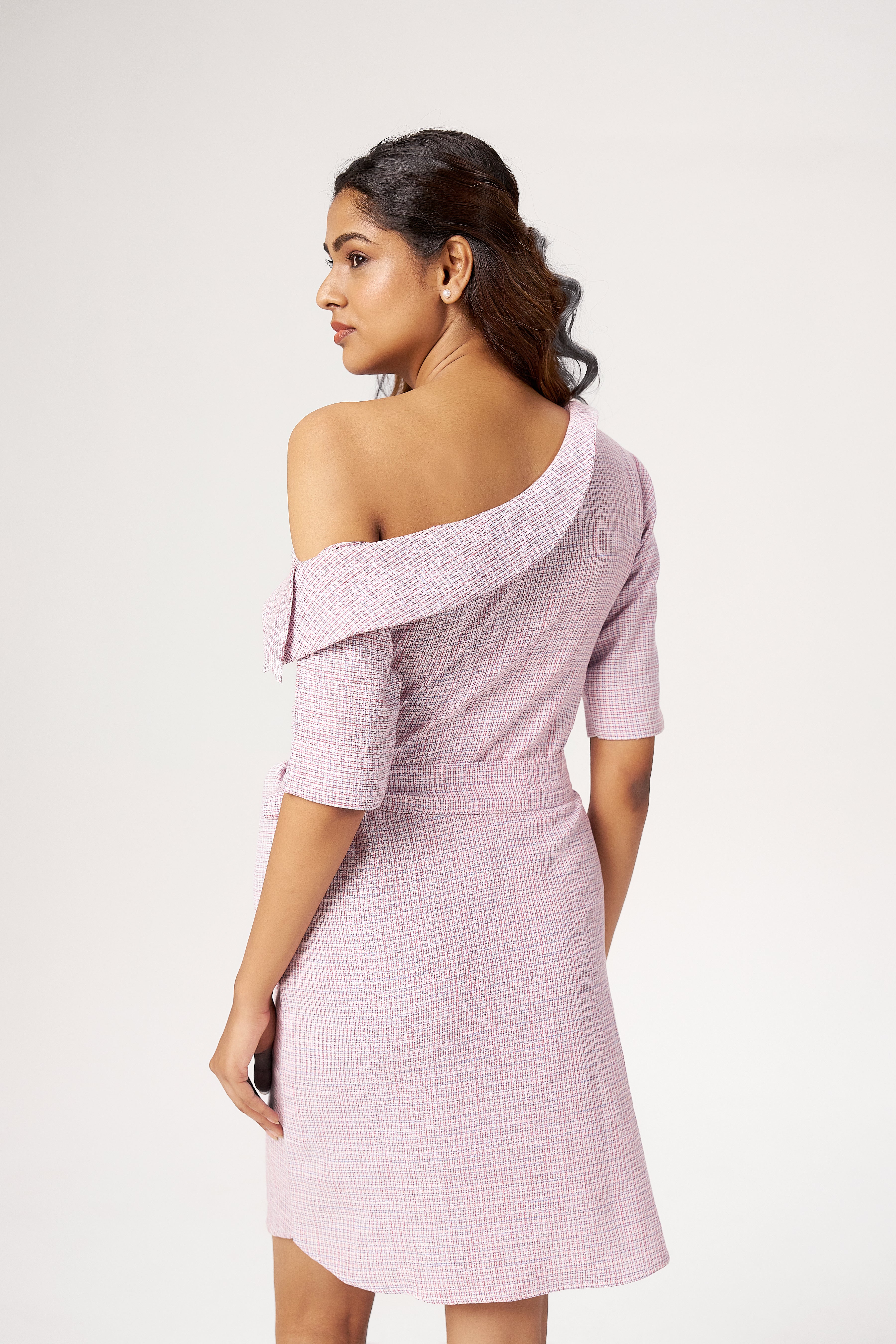 BELTED OFF SHOULDER DRESS