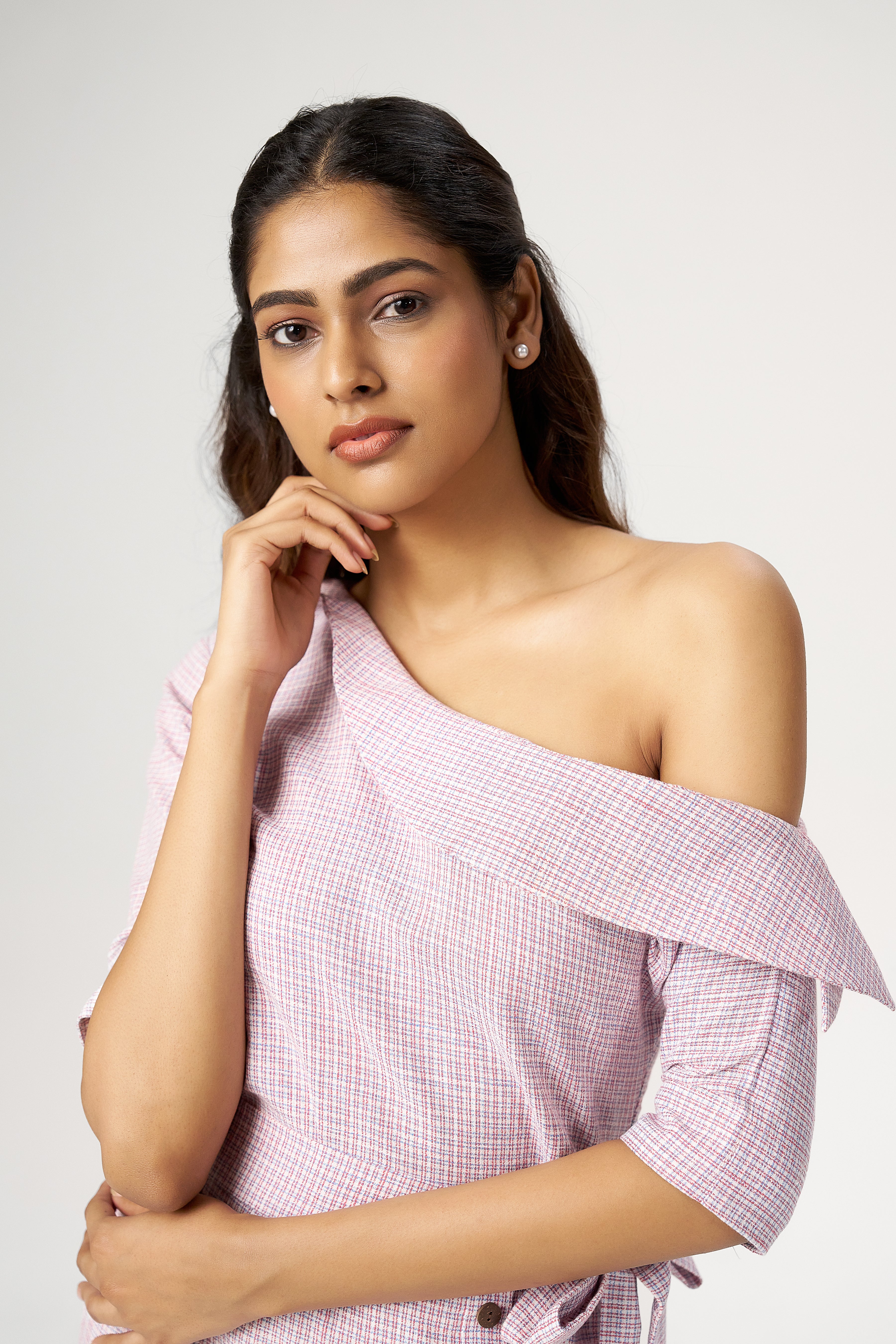 BELTED OFF SHOULDER DRESS