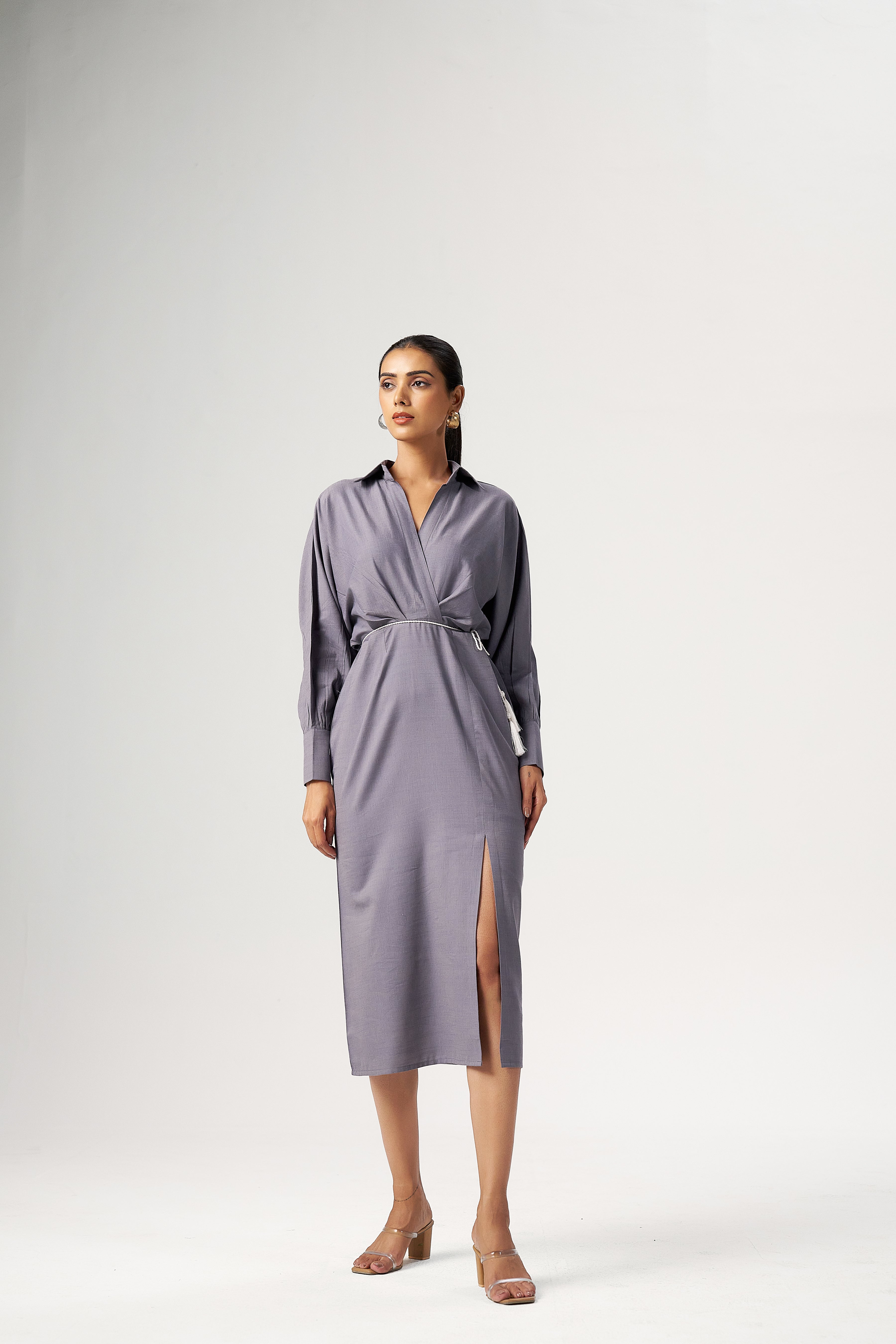 SLATE WRAP DRESS
