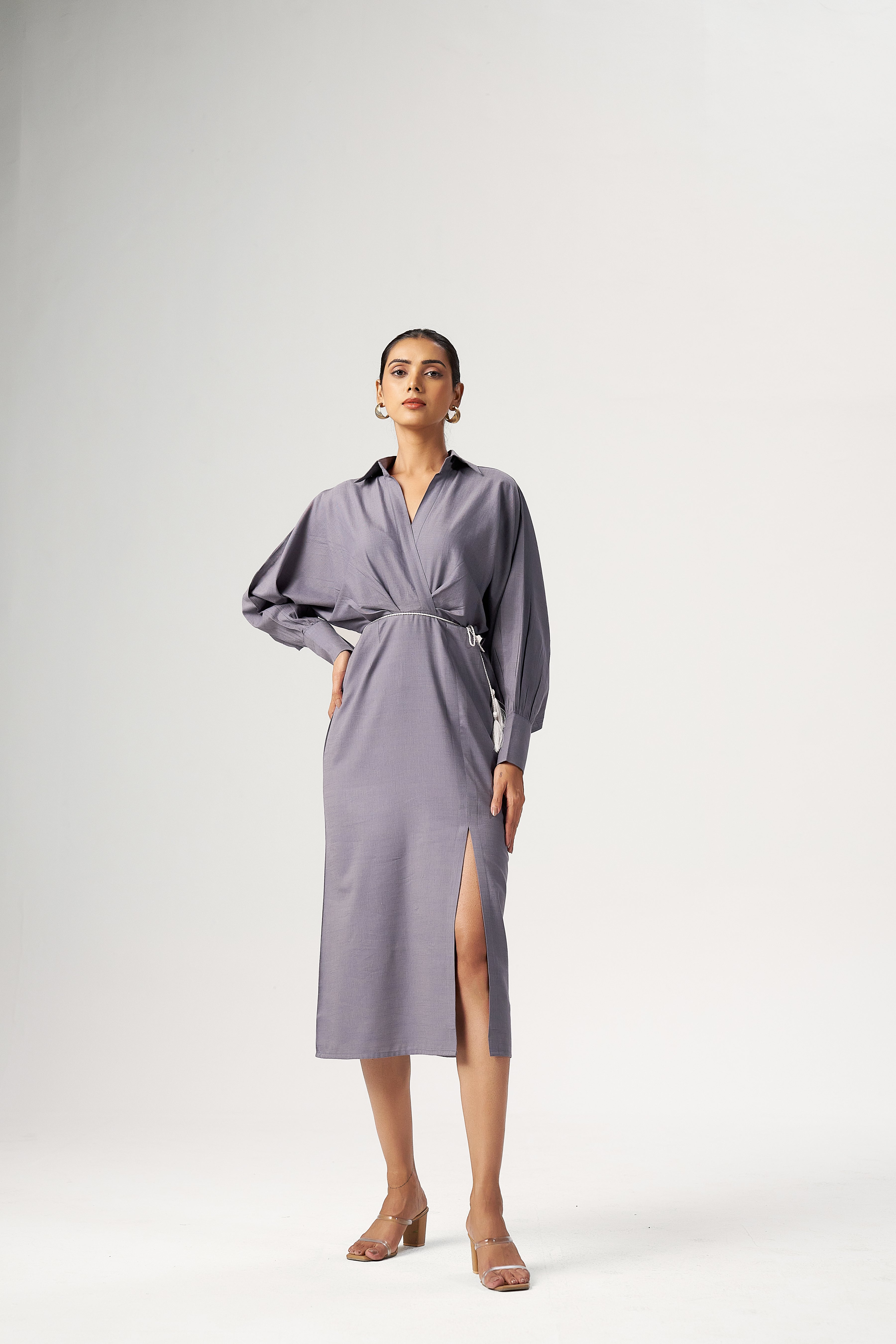 SLATE WRAP DRESS