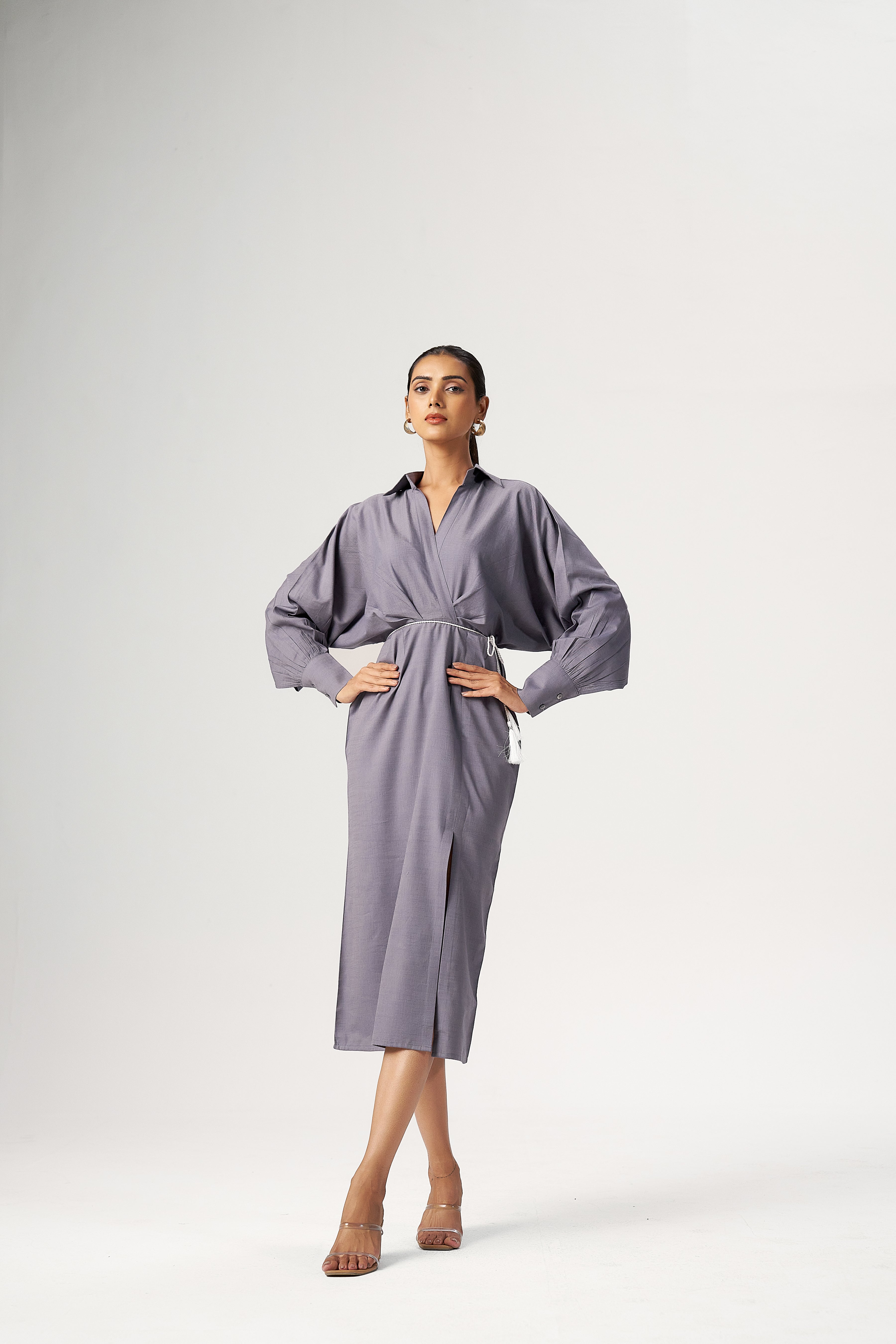 SLATE WRAP DRESS