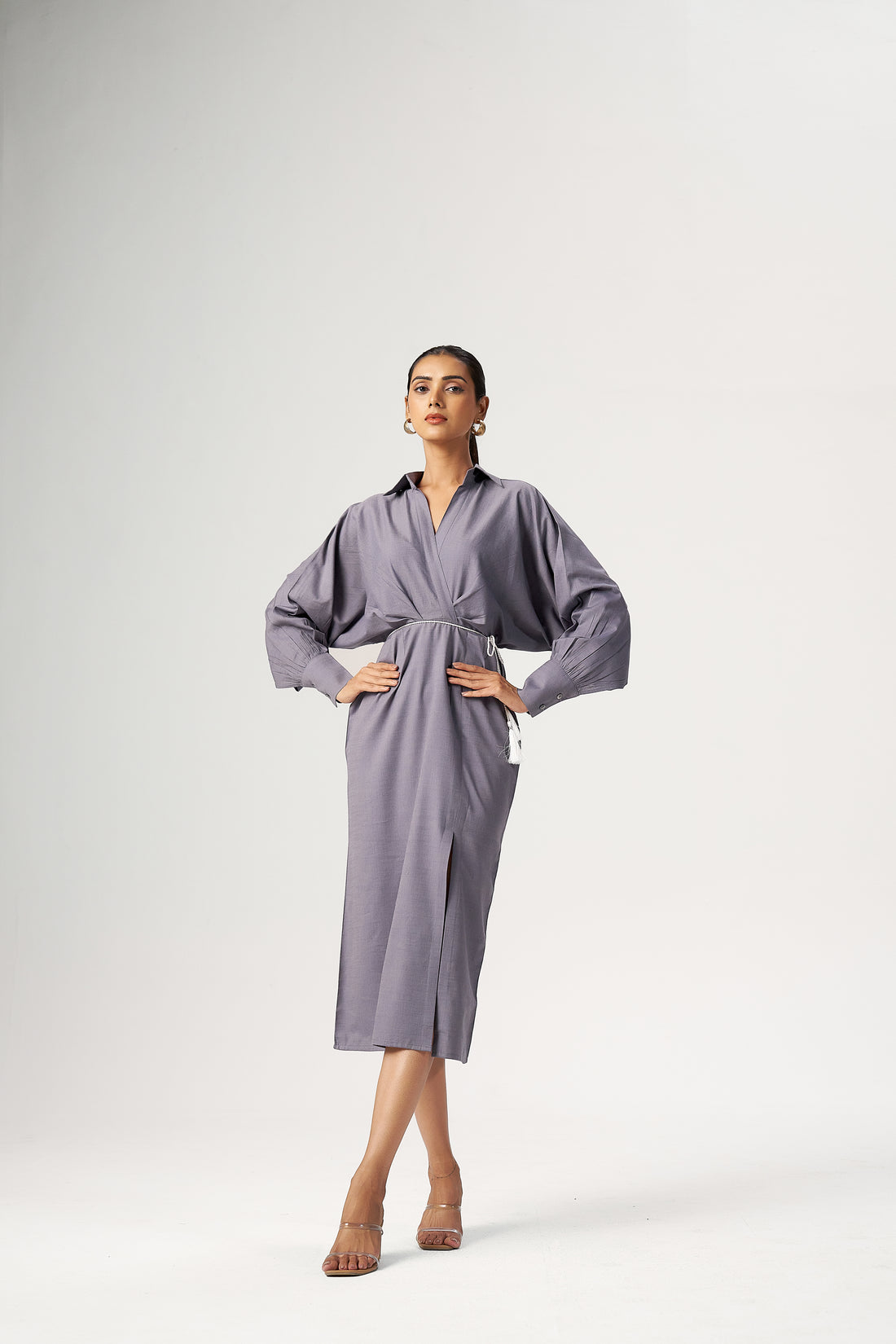 SLATE WRAP DRESS