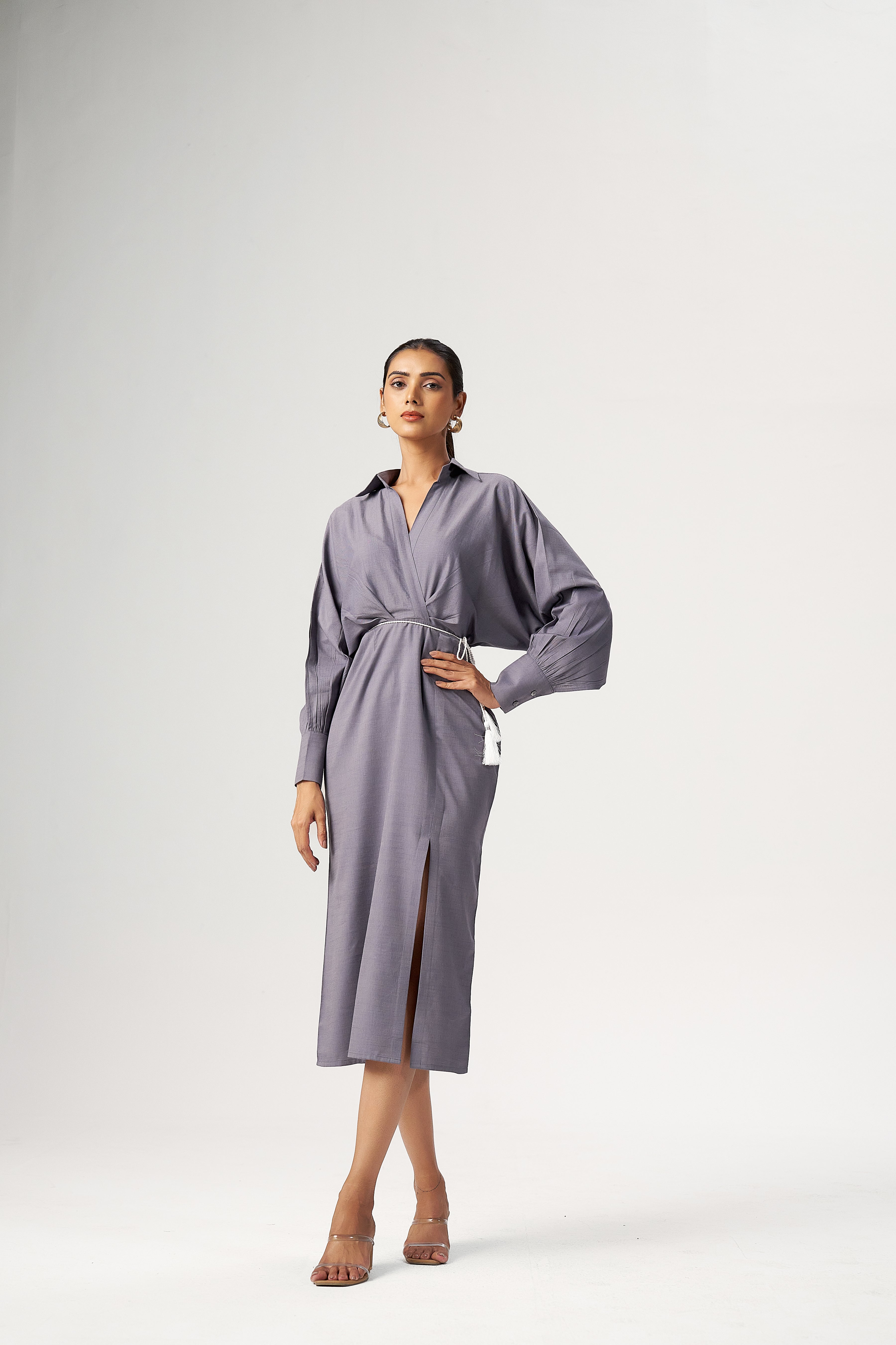 SLATE WRAP DRESS