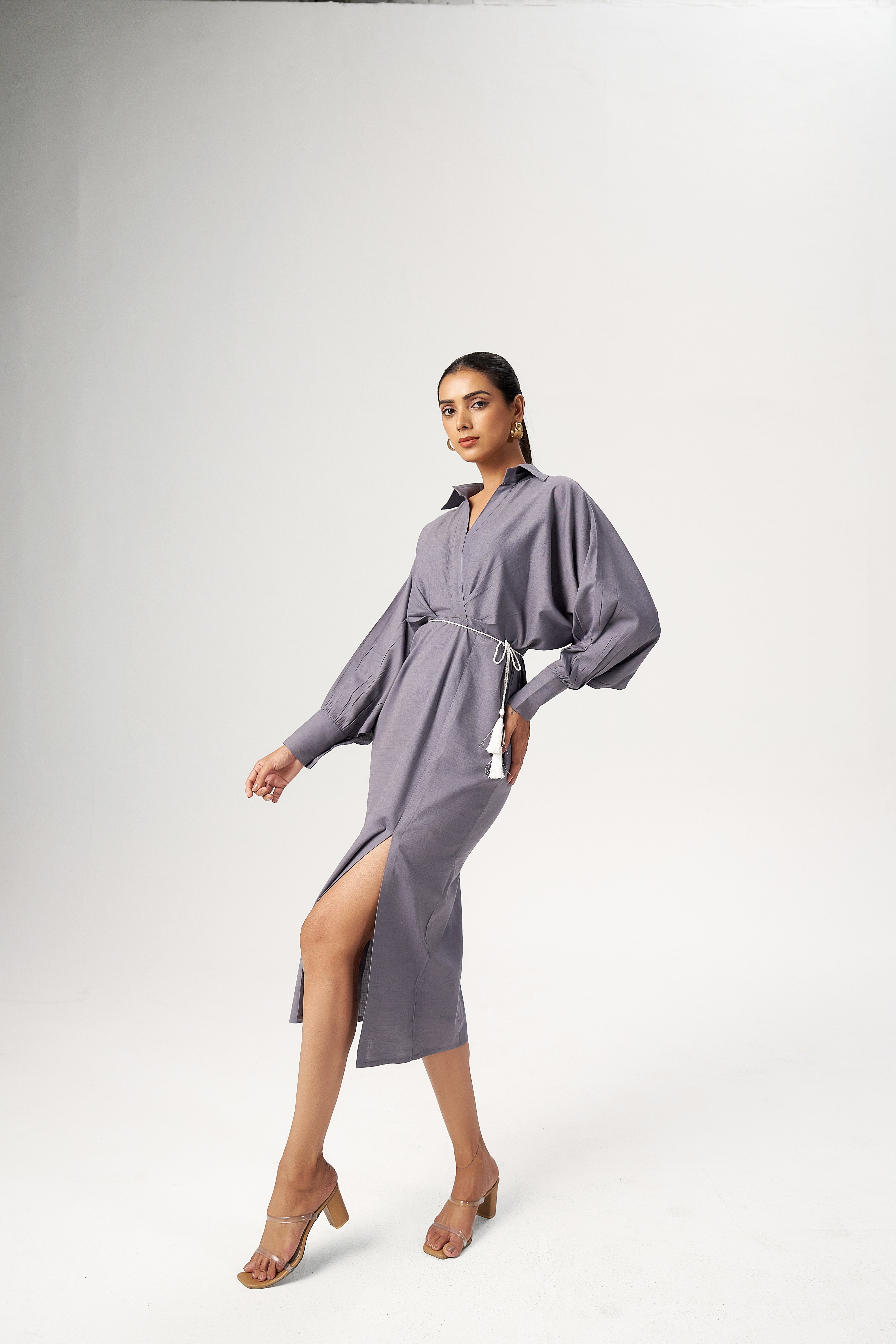 SLATE WRAP DRESS