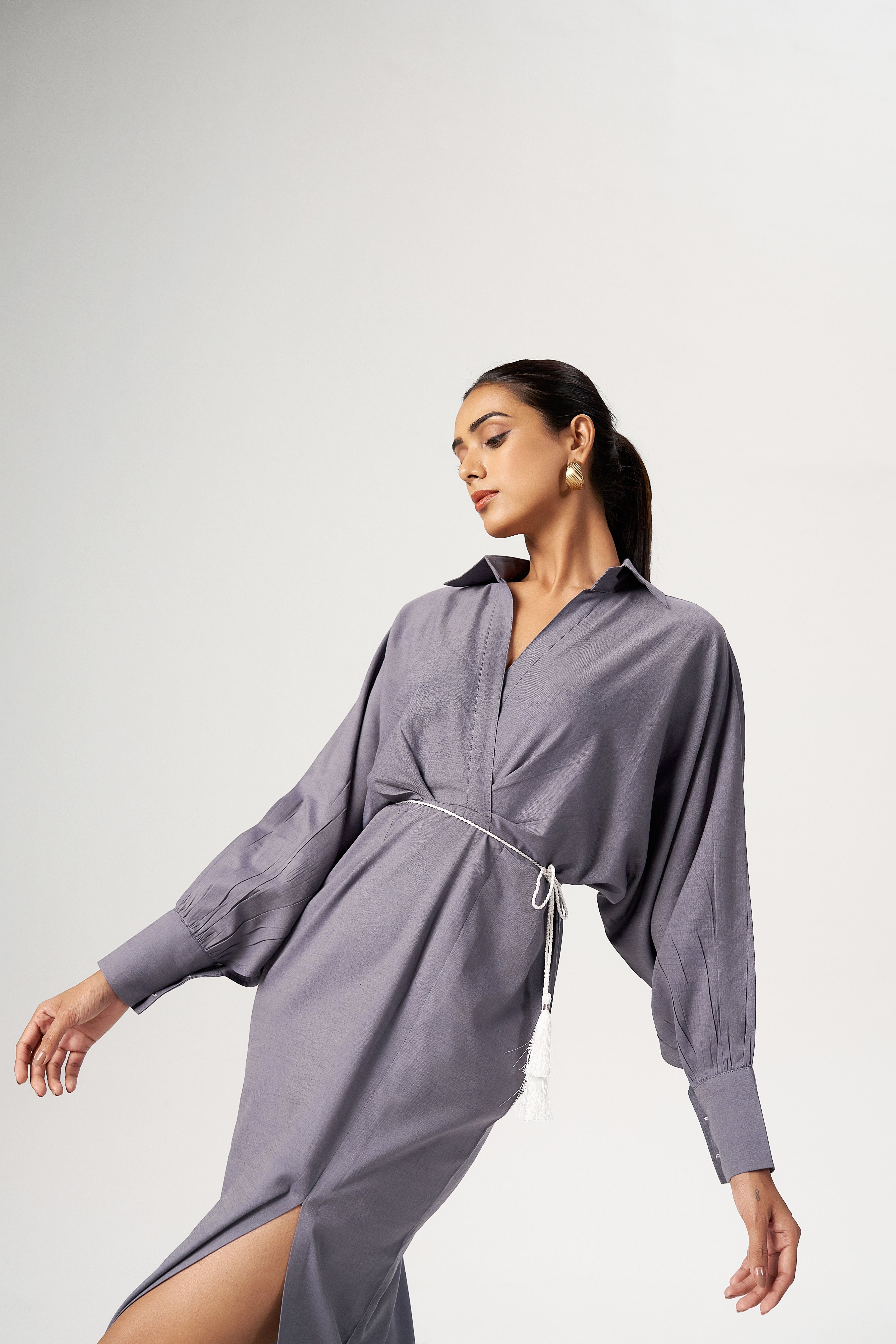 SLATE WRAP DRESS