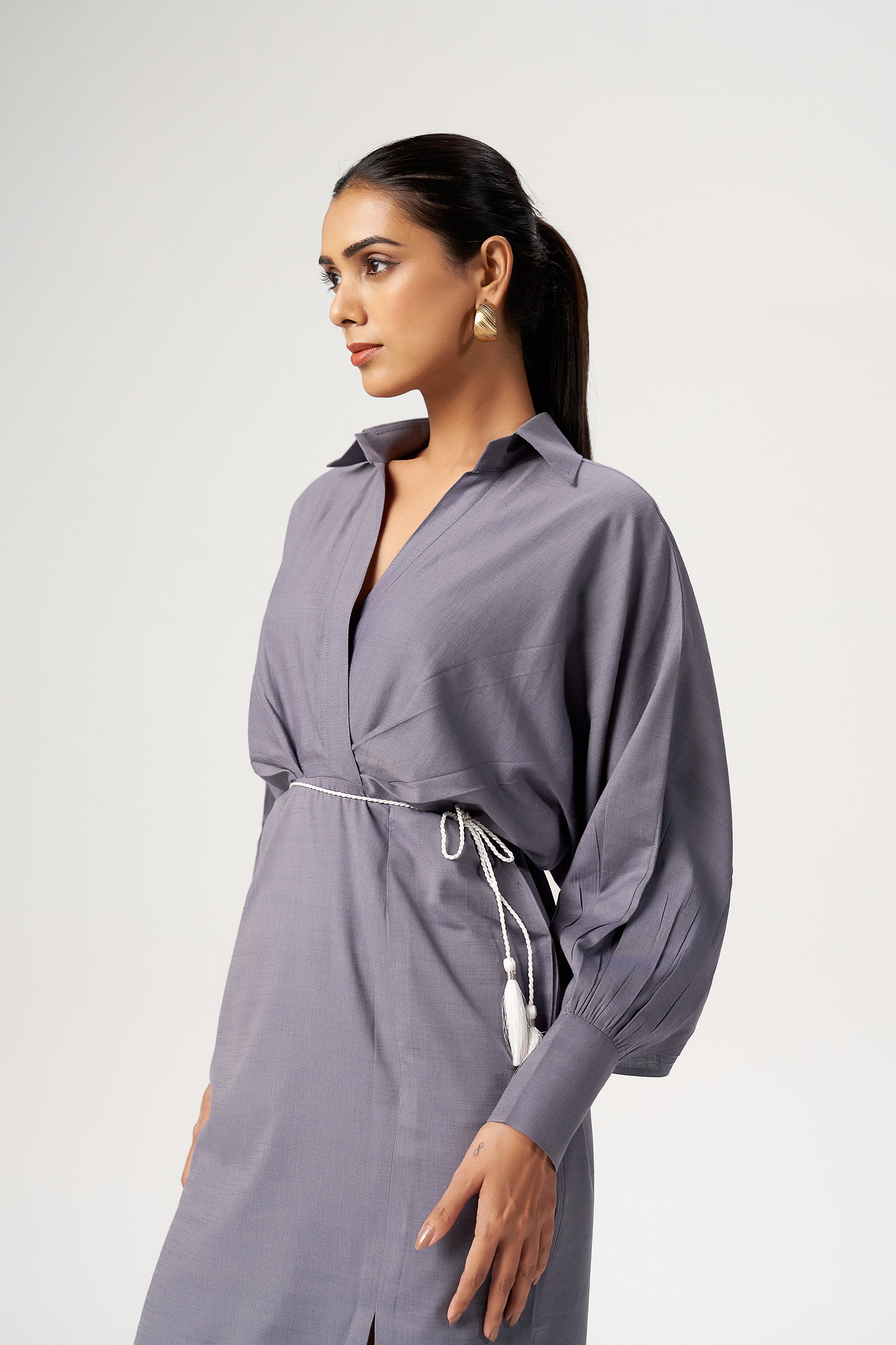 SLATE WRAP DRESS