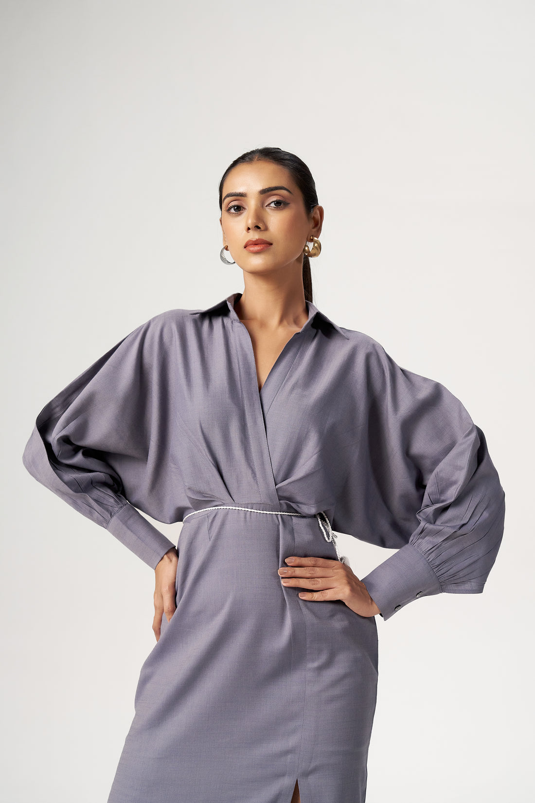 SLATE WRAP DRESS