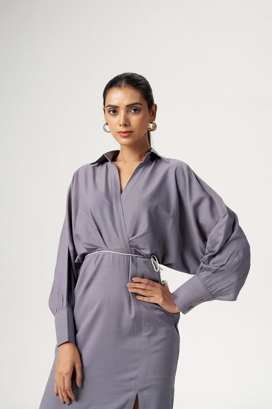 SLATE WRAP DRESS