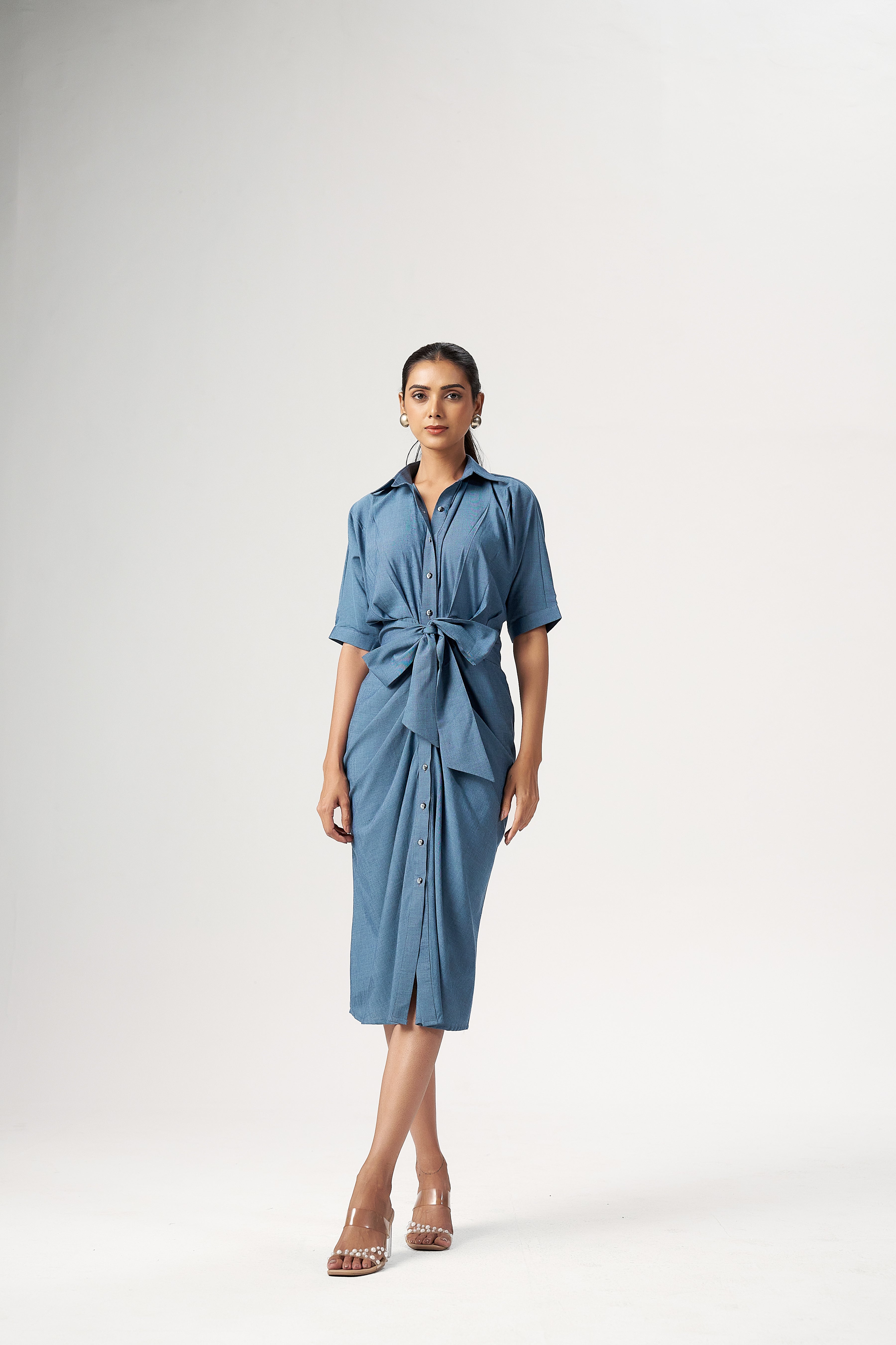 DENIM WRAP DRESS