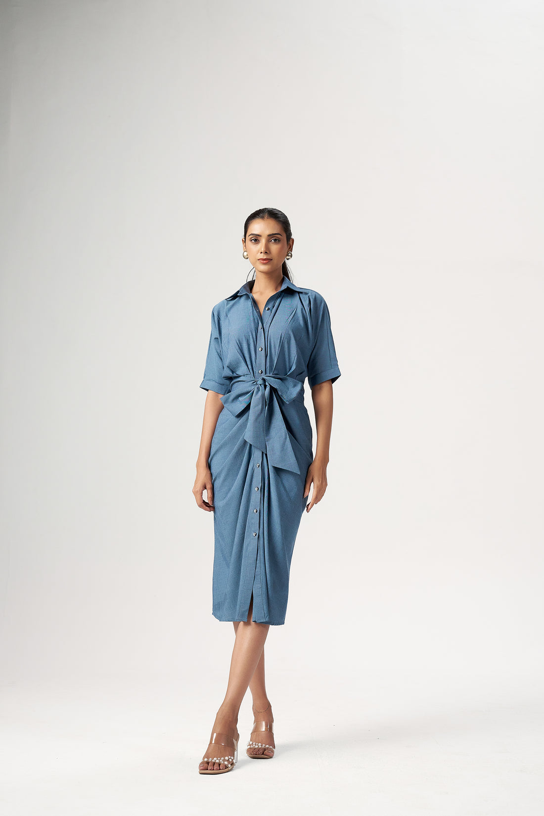DENIM WRAP DRESS