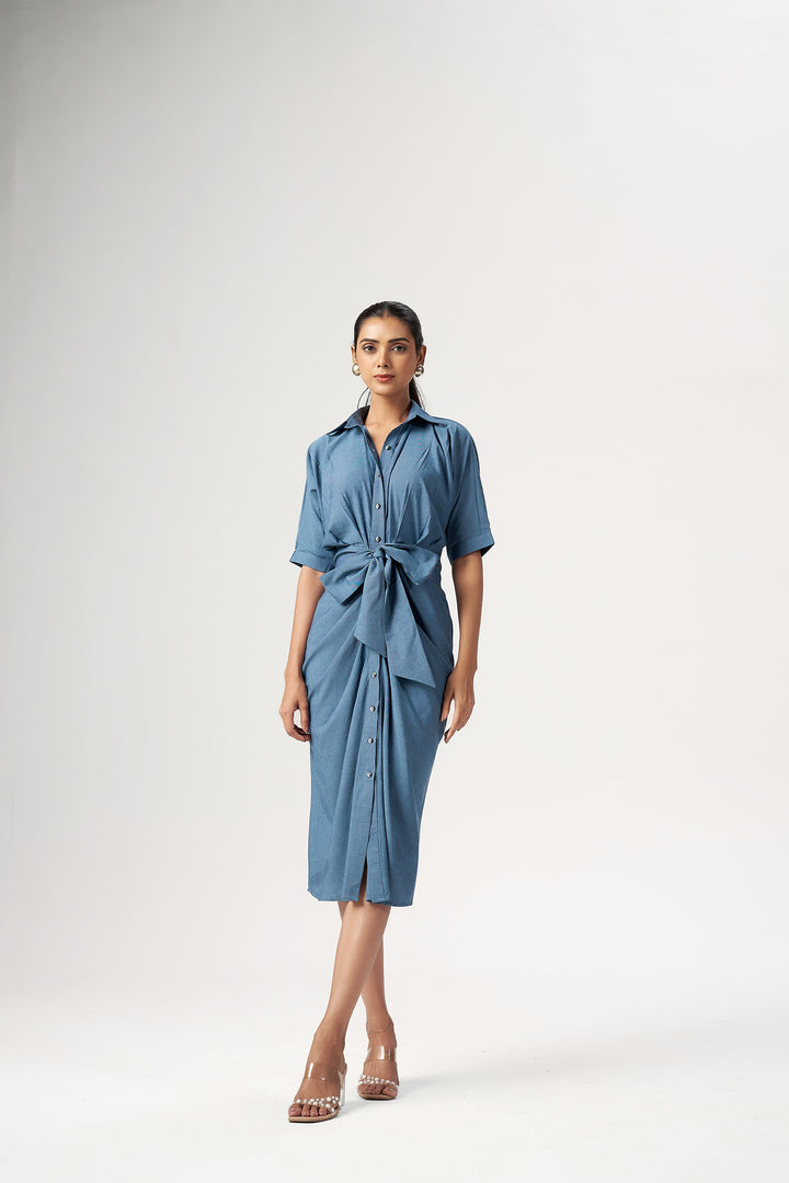 DENIM WRAP DRESS