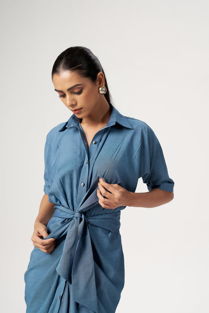 knot shirt dress Relaxed Fit Tie Shirt Dress